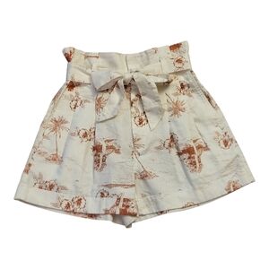 Madewell Linen Blend Belted High Rise Paperbag Shorts in Paradise Toile- Size 00